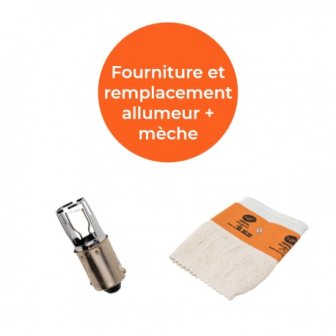 Fourniture et remplacement mèche + allumeur